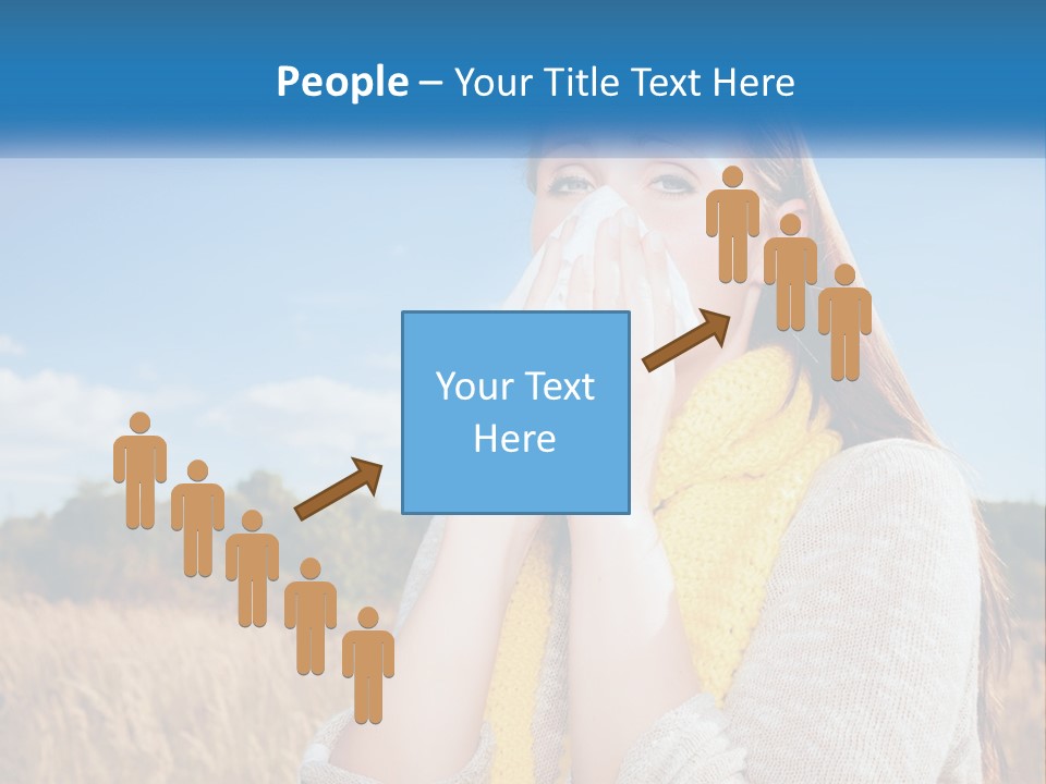 A Woman Blowing Her Nose In A Field PowerPoint Template