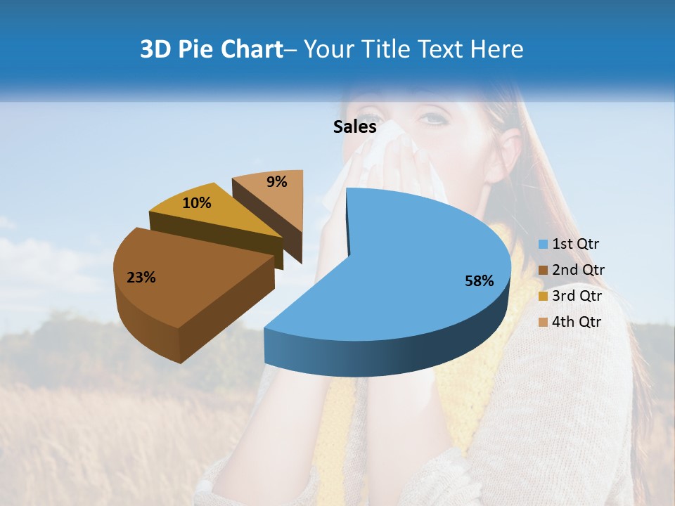 A Woman Blowing Her Nose In A Field PowerPoint Template