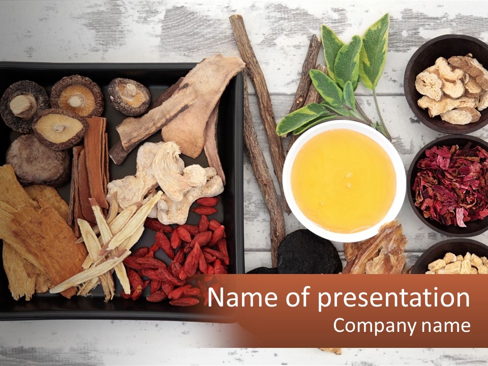 A Variety Of Foods Are Displayed In Bowls On A Table PowerPoint Template