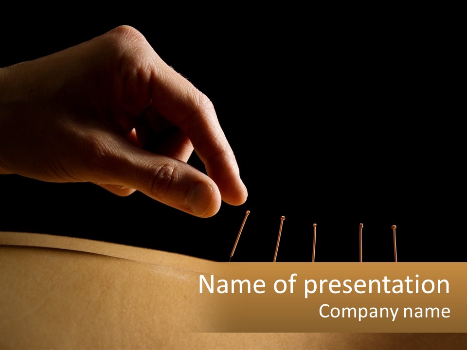 A Person's Hand Is Holding A Pin On Top Of A Piece Of Wood PowerPoint Template