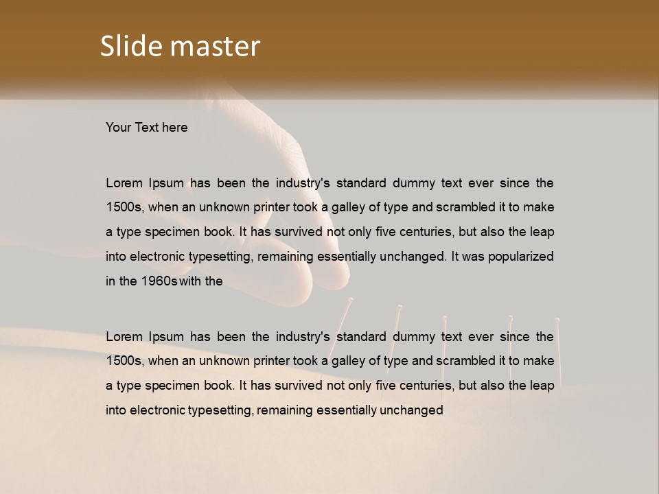 A Person's Hand Is Holding A Pin On Top Of A Piece Of Wood PowerPoint Template