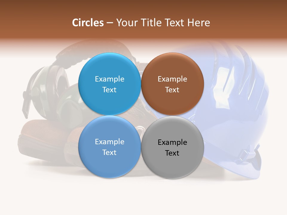 A Blue Hard Hat And Ear Muffs On Top Of A Pair Of Shoes PowerPoint Template