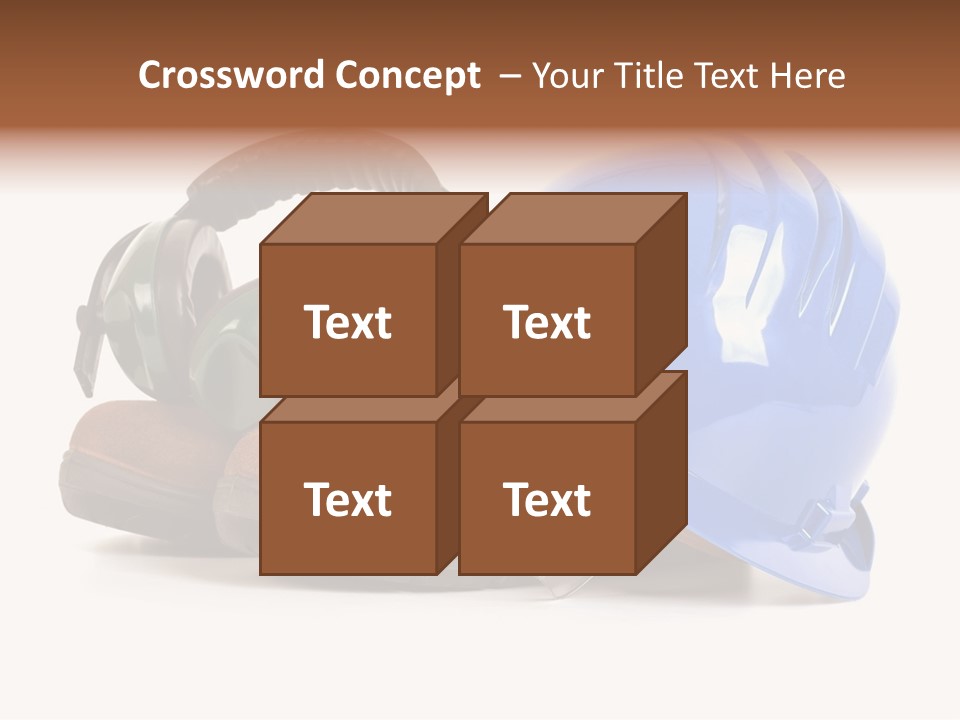 A Blue Hard Hat And Ear Muffs On Top Of A Pair Of Shoes PowerPoint Template