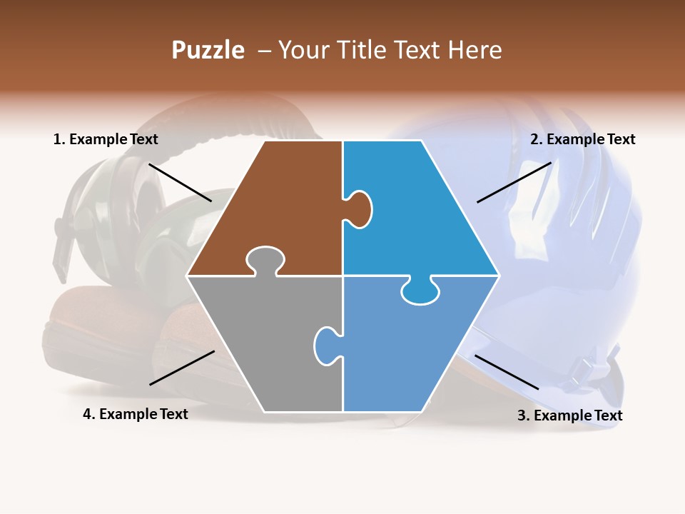 A Blue Hard Hat And Ear Muffs On Top Of A Pair Of Shoes PowerPoint Template