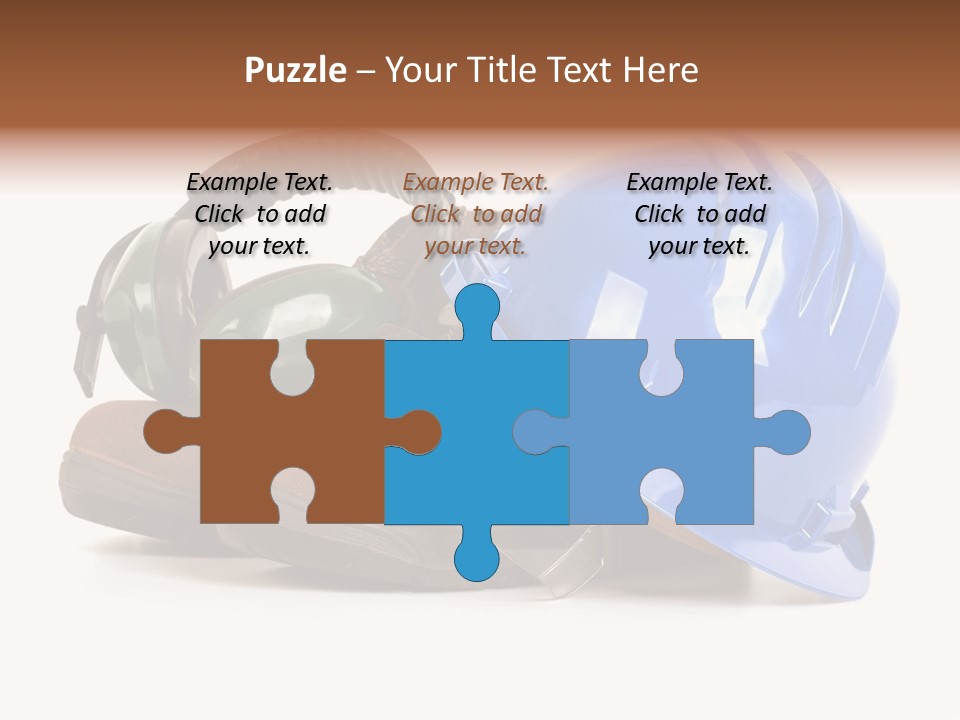 A Blue Hard Hat And Ear Muffs On Top Of A Pair Of Shoes PowerPoint Template