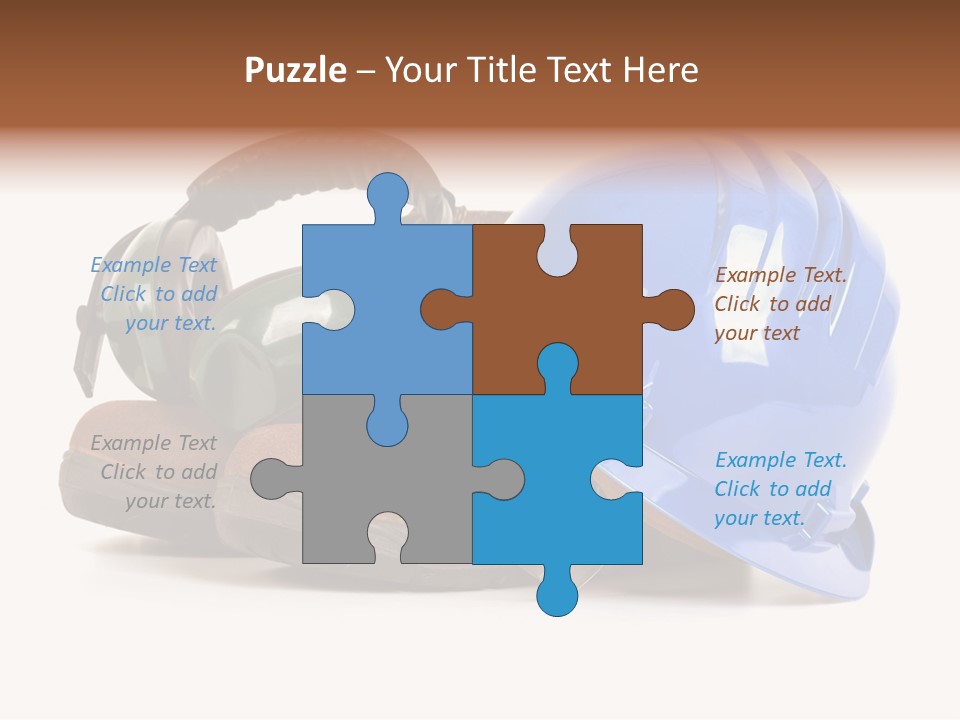 A Blue Hard Hat And Ear Muffs On Top Of A Pair Of Shoes PowerPoint Template