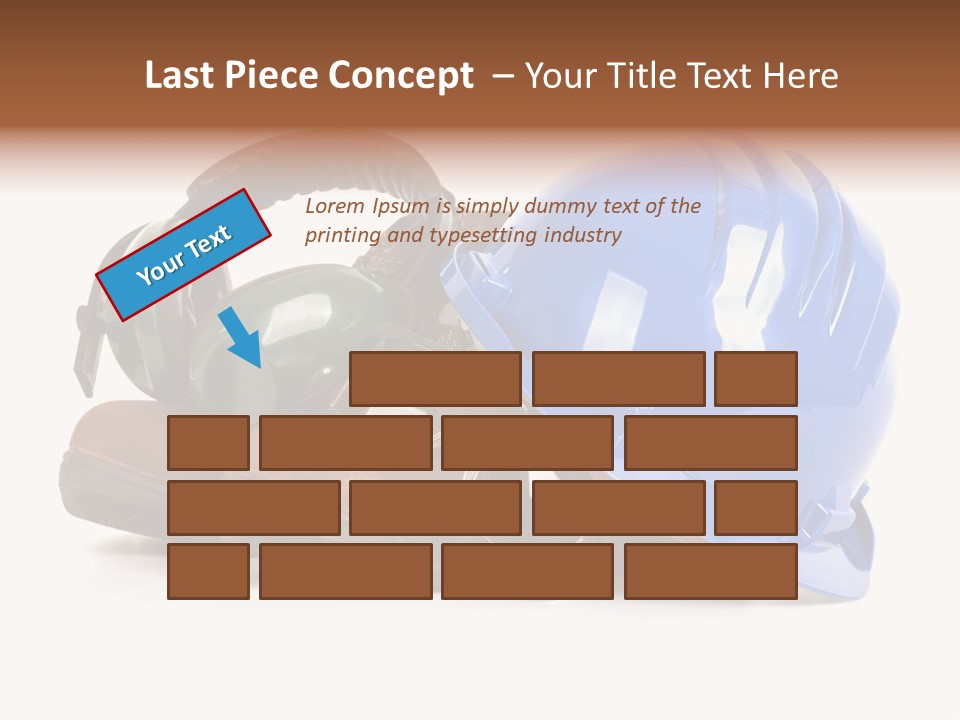 A Blue Hard Hat And Ear Muffs On Top Of A Pair Of Shoes PowerPoint Template