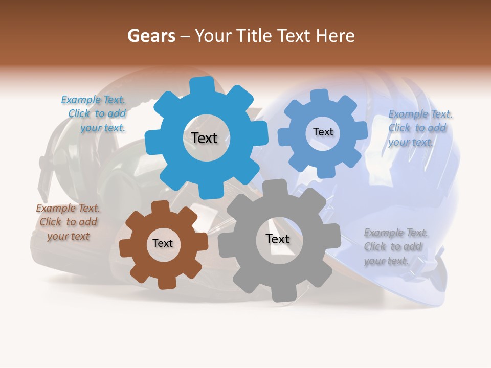 A Blue Hard Hat And Ear Muffs On Top Of A Pair Of Shoes PowerPoint Template