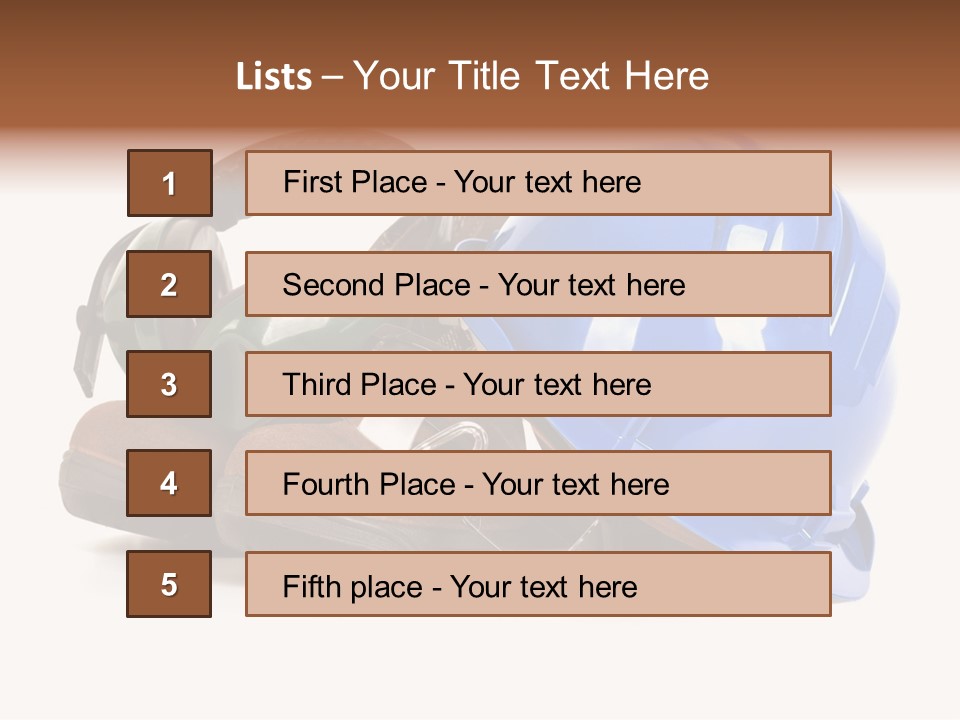 A Blue Hard Hat And Ear Muffs On Top Of A Pair Of Shoes PowerPoint Template