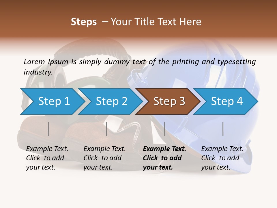 A Blue Hard Hat And Ear Muffs On Top Of A Pair Of Shoes PowerPoint Template