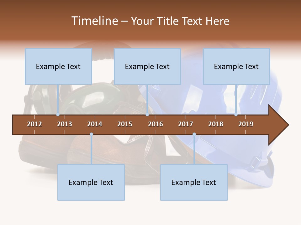A Blue Hard Hat And Ear Muffs On Top Of A Pair Of Shoes PowerPoint Template