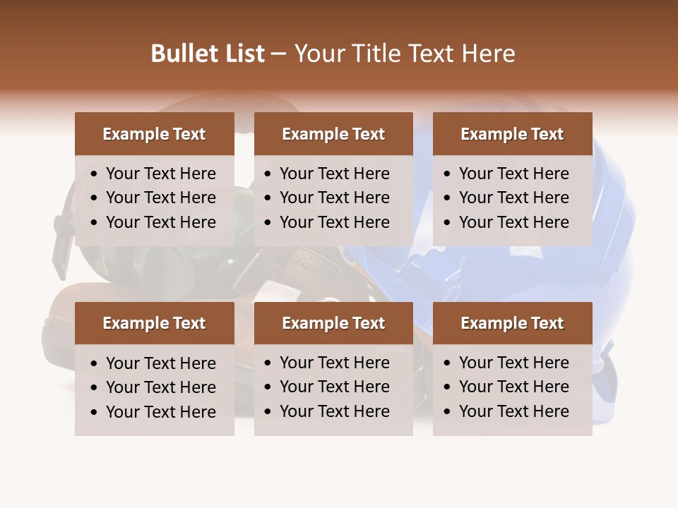 A Blue Hard Hat And Ear Muffs On Top Of A Pair Of Shoes PowerPoint Template