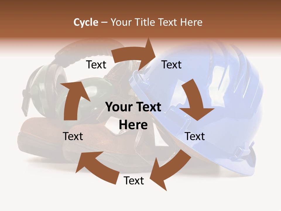 A Blue Hard Hat And Ear Muffs On Top Of A Pair Of Shoes PowerPoint Template