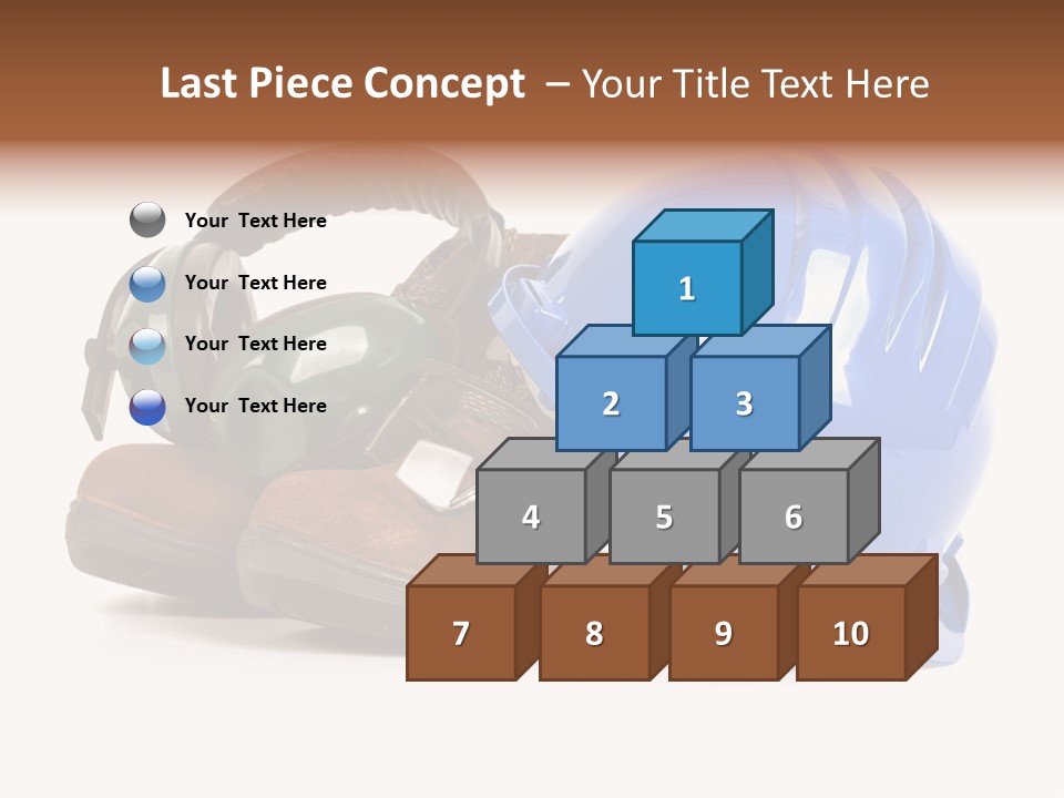 A Blue Hard Hat And Ear Muffs On Top Of A Pair Of Shoes PowerPoint Template