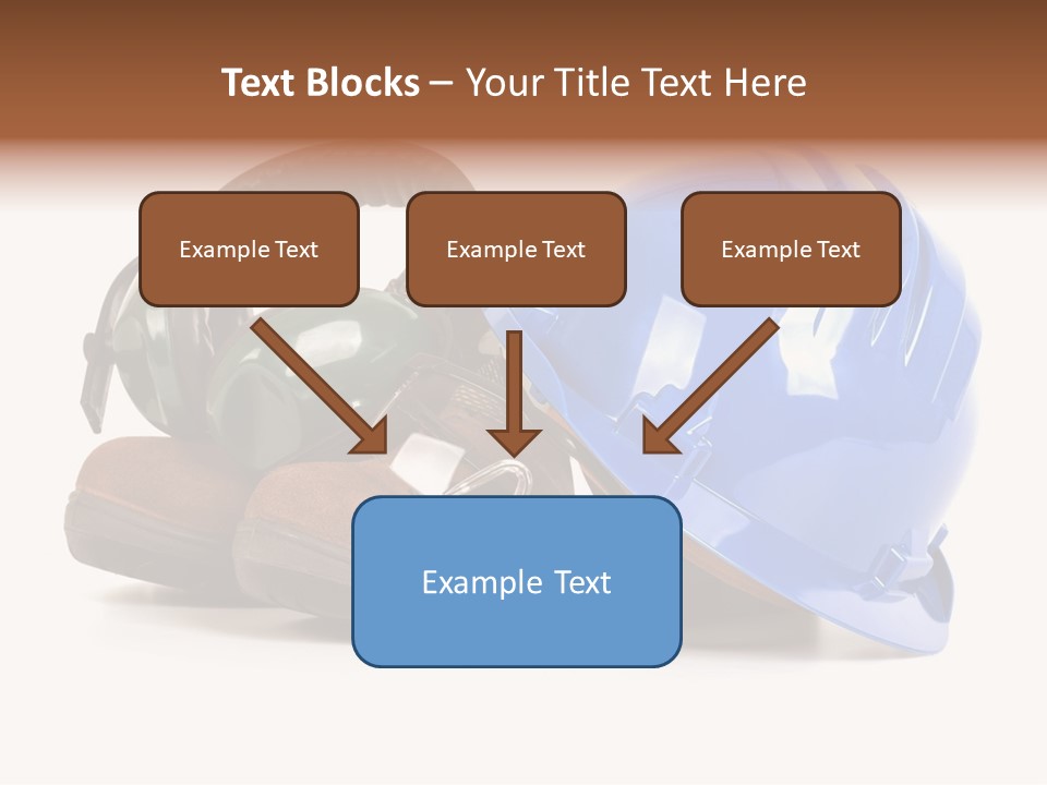 A Blue Hard Hat And Ear Muffs On Top Of A Pair Of Shoes PowerPoint Template