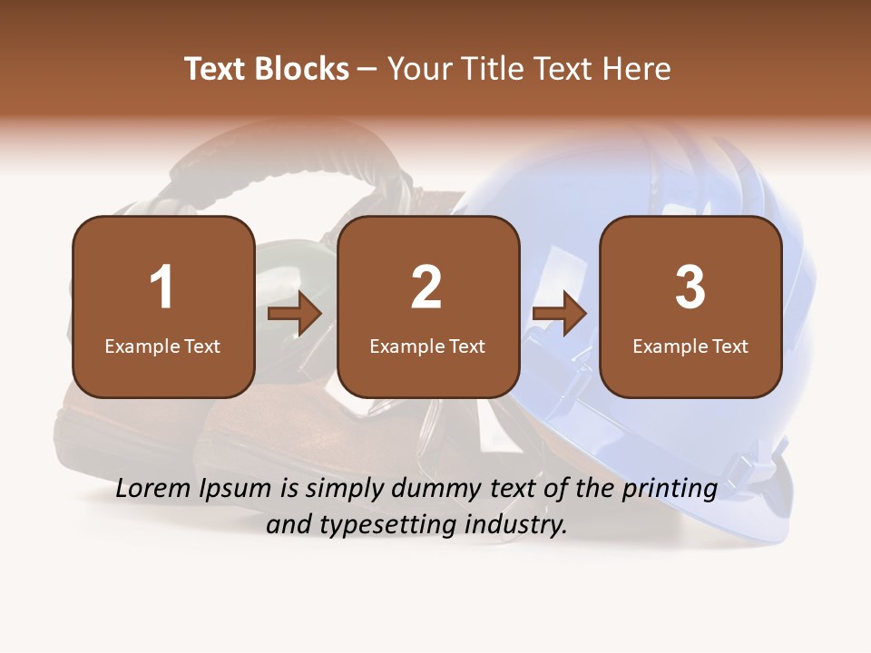 A Blue Hard Hat And Ear Muffs On Top Of A Pair Of Shoes PowerPoint Template