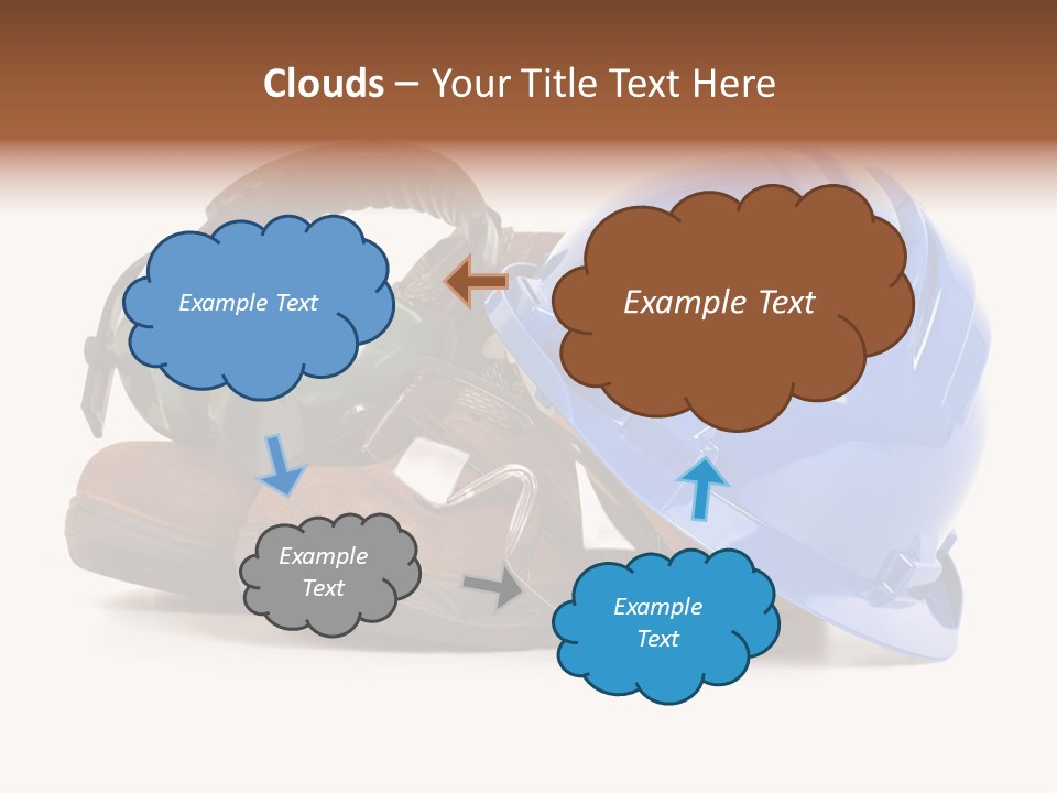 A Blue Hard Hat And Ear Muffs On Top Of A Pair Of Shoes PowerPoint Template