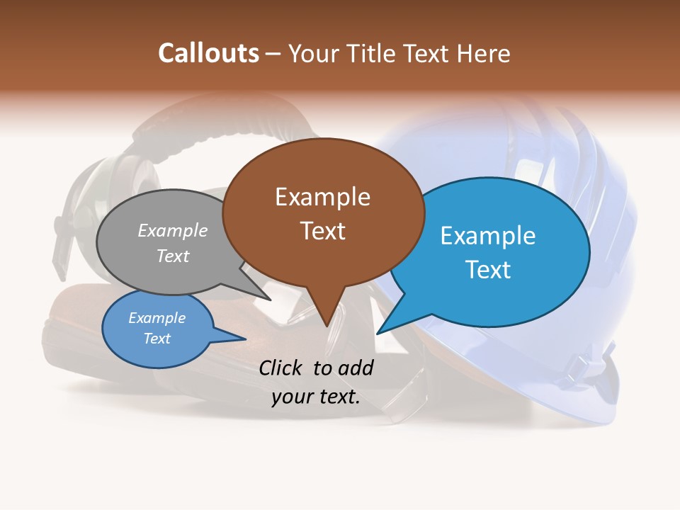 A Blue Hard Hat And Ear Muffs On Top Of A Pair Of Shoes PowerPoint Template