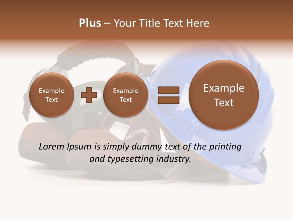 A Blue Hard Hat And Ear Muffs On Top Of A Pair Of Shoes PowerPoint Template