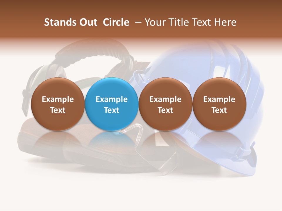 A Blue Hard Hat And Ear Muffs On Top Of A Pair Of Shoes PowerPoint Template