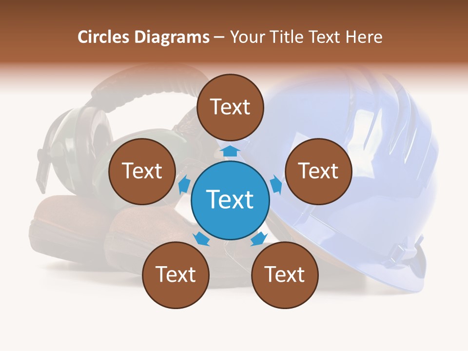 A Blue Hard Hat And Ear Muffs On Top Of A Pair Of Shoes PowerPoint Template