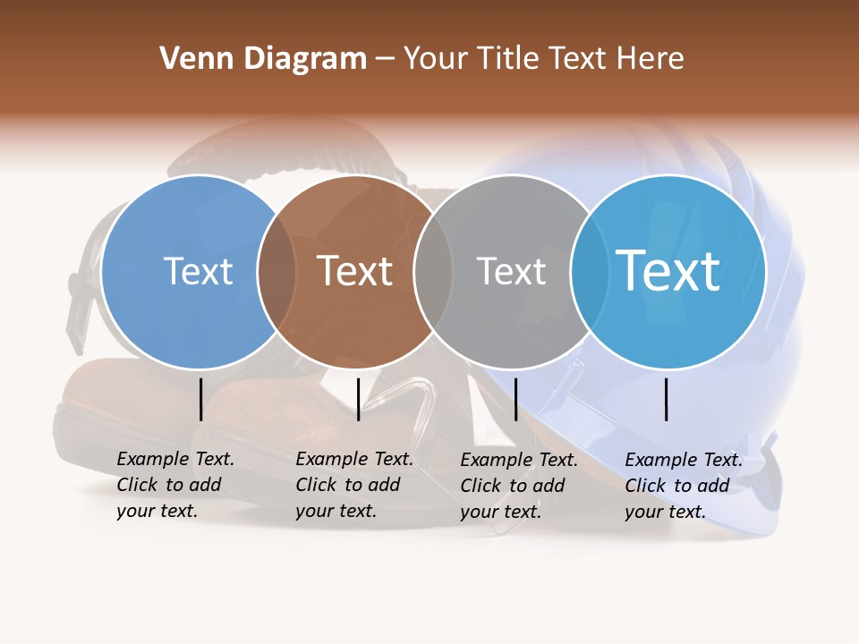 A Blue Hard Hat And Ear Muffs On Top Of A Pair Of Shoes PowerPoint Template
