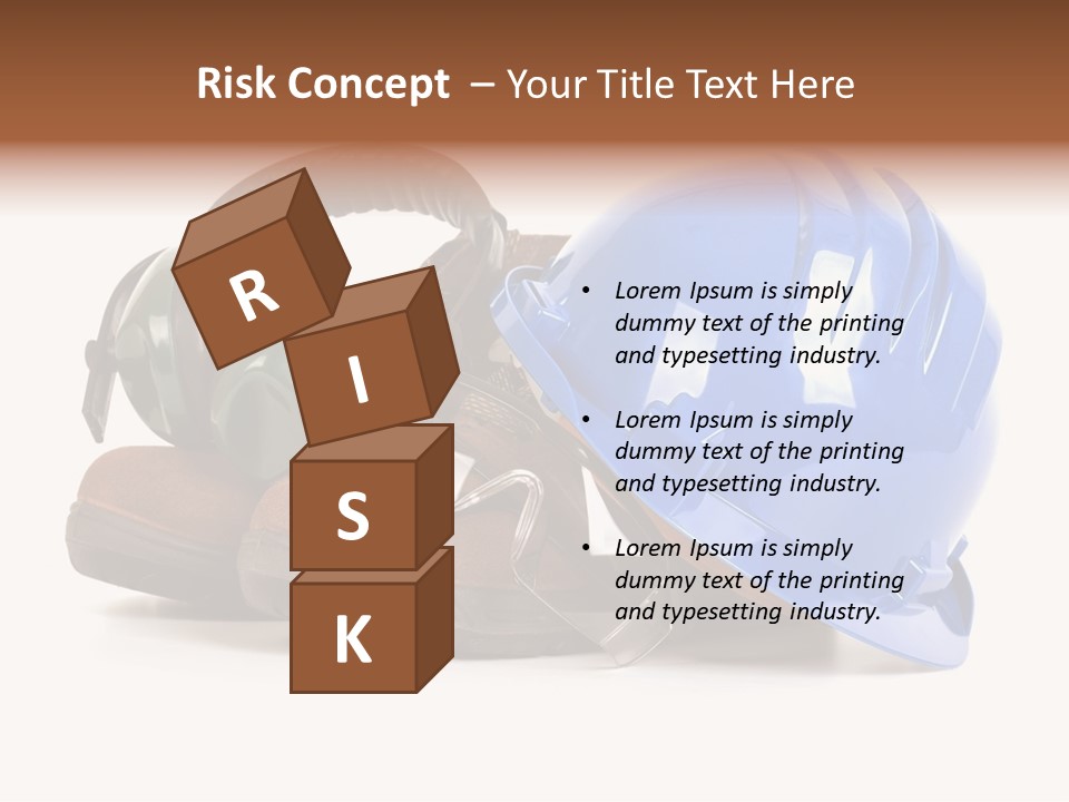 A Blue Hard Hat And Ear Muffs On Top Of A Pair Of Shoes PowerPoint Template