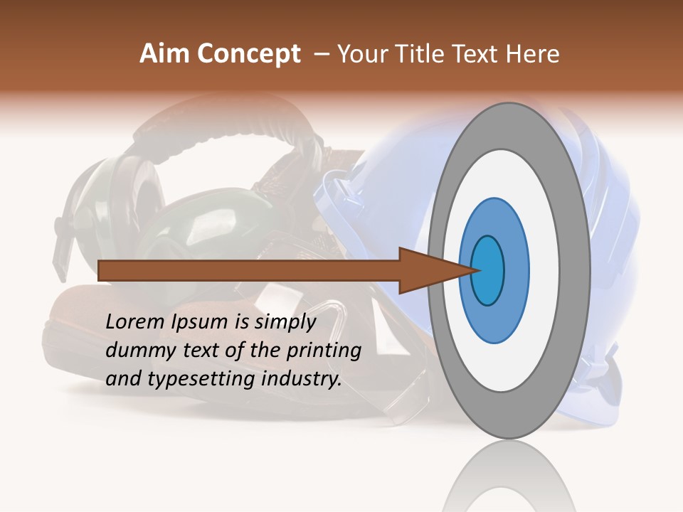 A Blue Hard Hat And Ear Muffs On Top Of A Pair Of Shoes PowerPoint Template