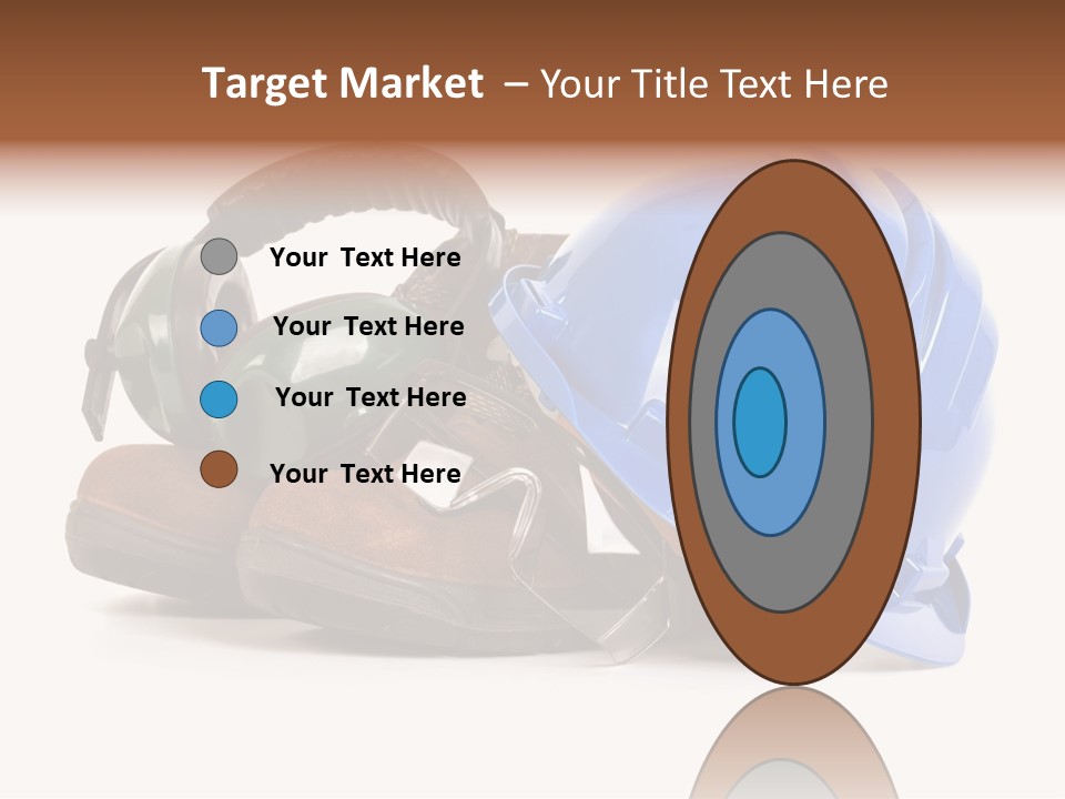 A Blue Hard Hat And Ear Muffs On Top Of A Pair Of Shoes PowerPoint Template