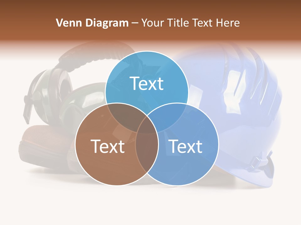 A Blue Hard Hat And Ear Muffs On Top Of A Pair Of Shoes PowerPoint Template