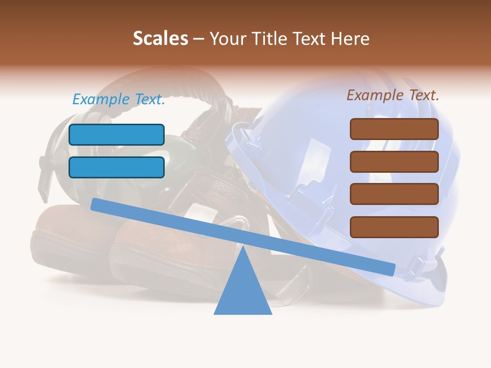 A Blue Hard Hat And Ear Muffs On Top Of A Pair Of Shoes PowerPoint Template