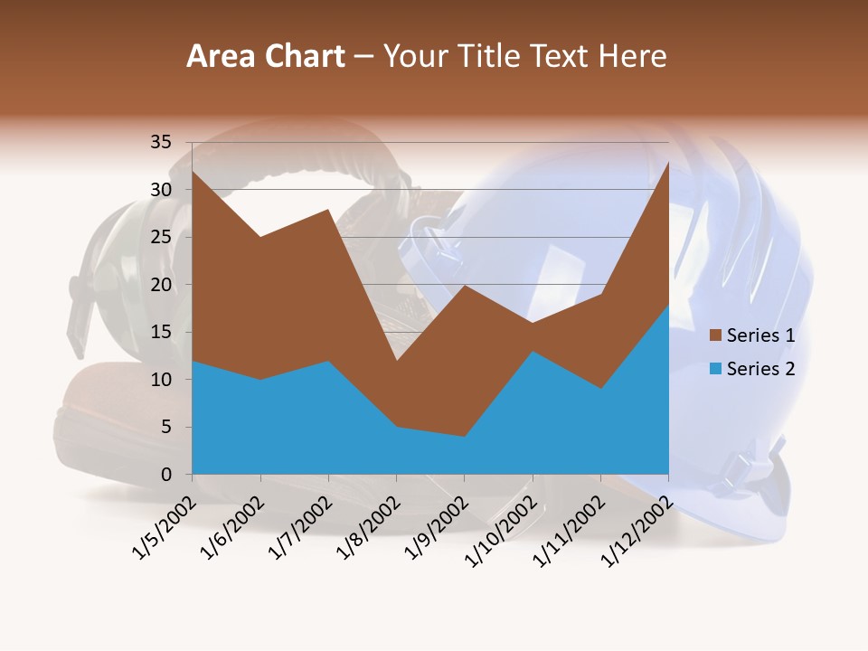 A Blue Hard Hat And Ear Muffs On Top Of A Pair Of Shoes PowerPoint Template