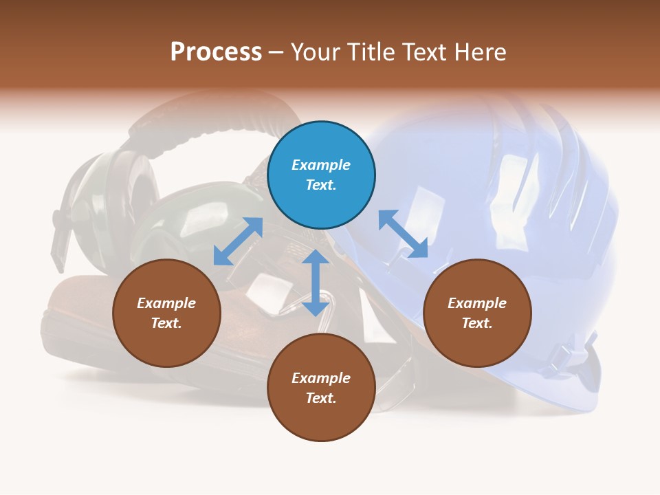 A Blue Hard Hat And Ear Muffs On Top Of A Pair Of Shoes PowerPoint Template