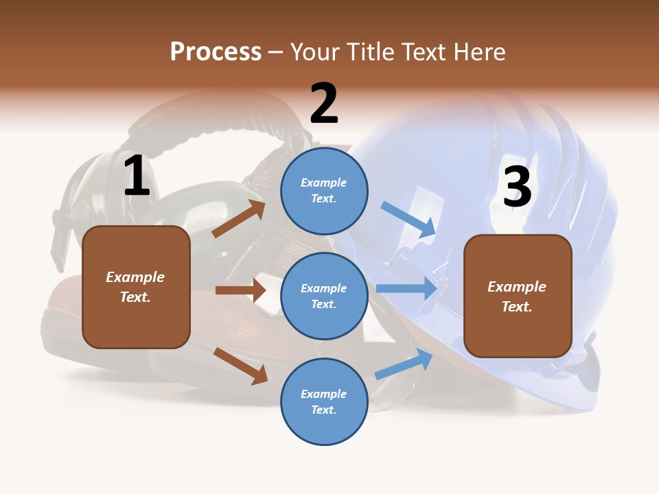 A Blue Hard Hat And Ear Muffs On Top Of A Pair Of Shoes PowerPoint Template