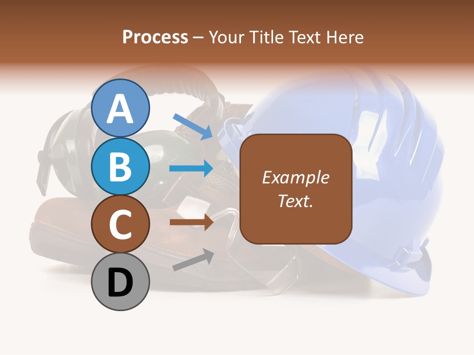 A Blue Hard Hat And Ear Muffs On Top Of A Pair Of Shoes PowerPoint Template