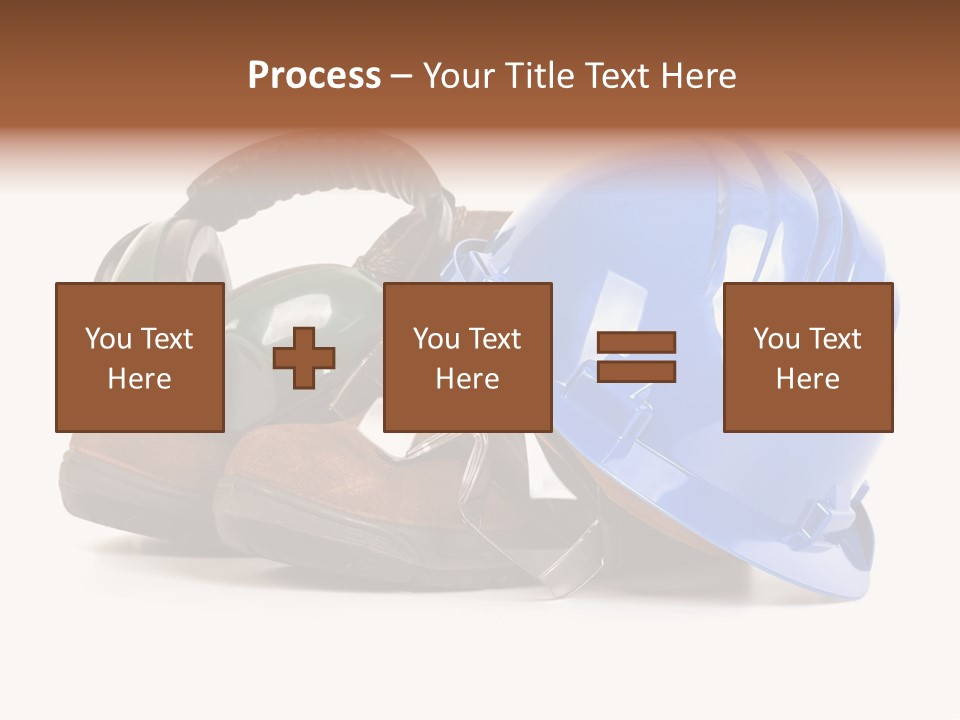 A Blue Hard Hat And Ear Muffs On Top Of A Pair Of Shoes PowerPoint Template