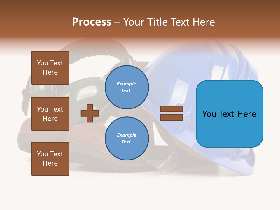 A Blue Hard Hat And Ear Muffs On Top Of A Pair Of Shoes PowerPoint Template