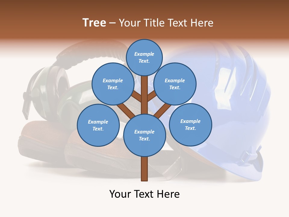 A Blue Hard Hat And Ear Muffs On Top Of A Pair Of Shoes PowerPoint Template