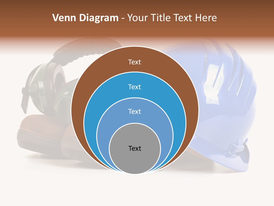 A Blue Hard Hat And Ear Muffs On Top Of A Pair Of Shoes PowerPoint Template