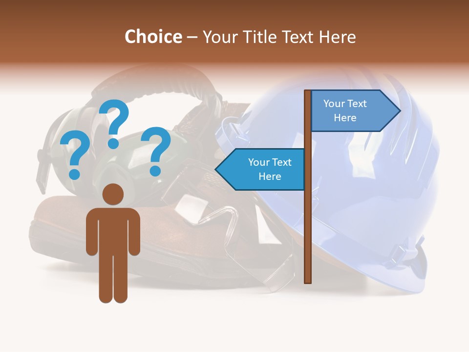 A Blue Hard Hat And Ear Muffs On Top Of A Pair Of Shoes PowerPoint Template