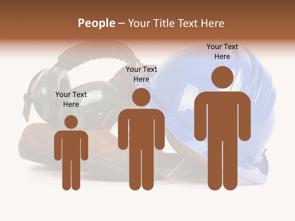 A Blue Hard Hat And Ear Muffs On Top Of A Pair Of Shoes PowerPoint Template