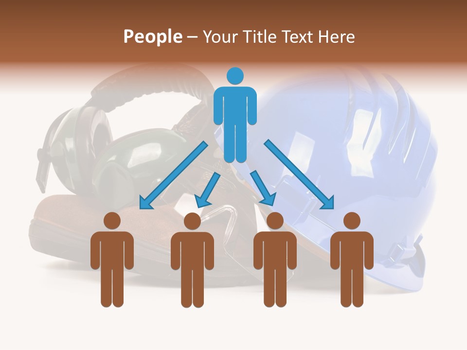 A Blue Hard Hat And Ear Muffs On Top Of A Pair Of Shoes PowerPoint Template