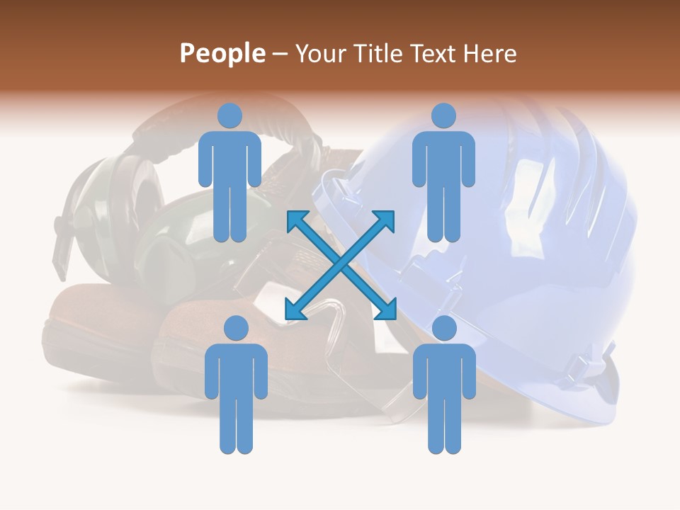 A Blue Hard Hat And Ear Muffs On Top Of A Pair Of Shoes PowerPoint Template