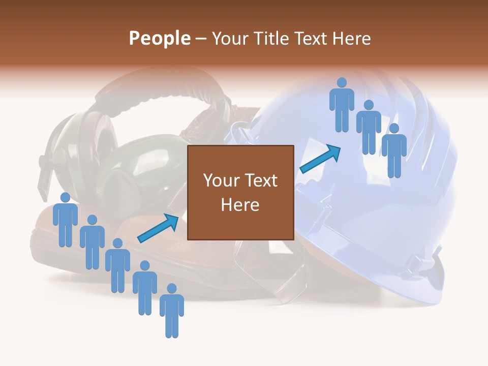 A Blue Hard Hat And Ear Muffs On Top Of A Pair Of Shoes PowerPoint Template