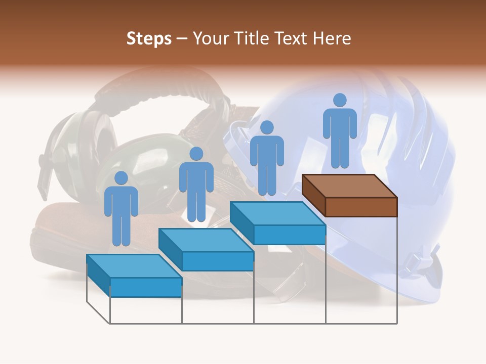 A Blue Hard Hat And Ear Muffs On Top Of A Pair Of Shoes PowerPoint Template