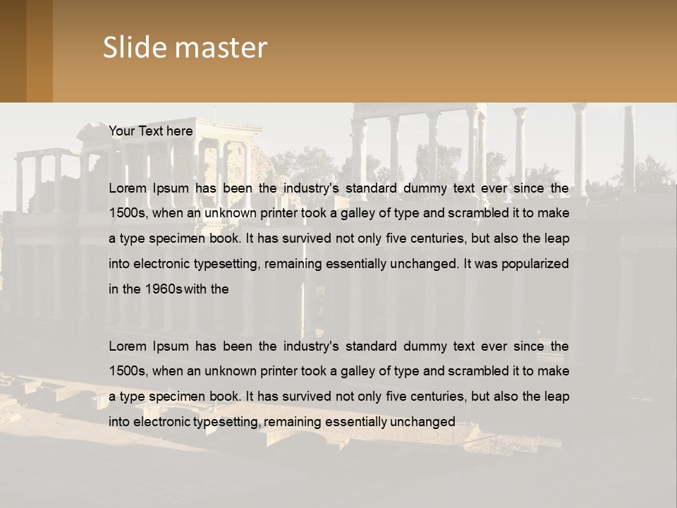 A Group Of Ruins With Columns In The Background PowerPoint Template