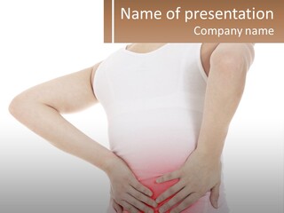 A Woman Holding Her Lower Back In Pain PowerPoint Template