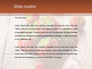 A Bowl Of Strawberries On A Wooden Table PowerPoint Template