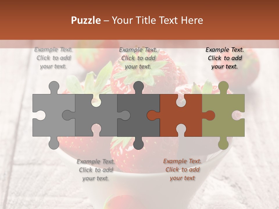 A Bowl Of Strawberries On A Wooden Table PowerPoint Template