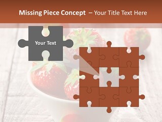 A Bowl Of Strawberries On A Wooden Table PowerPoint Template